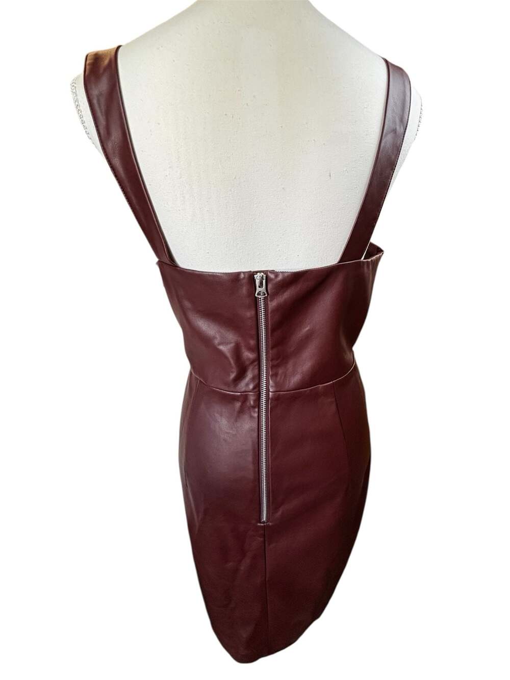 French Connection Crolenda Burgundy Faux Leather Midi Dress - Picture 3 of 4